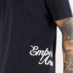 T-shirt Blu in cotone con ricamo logo laterale EM006811AF13715 MB842 EMPORIO ARMANI 