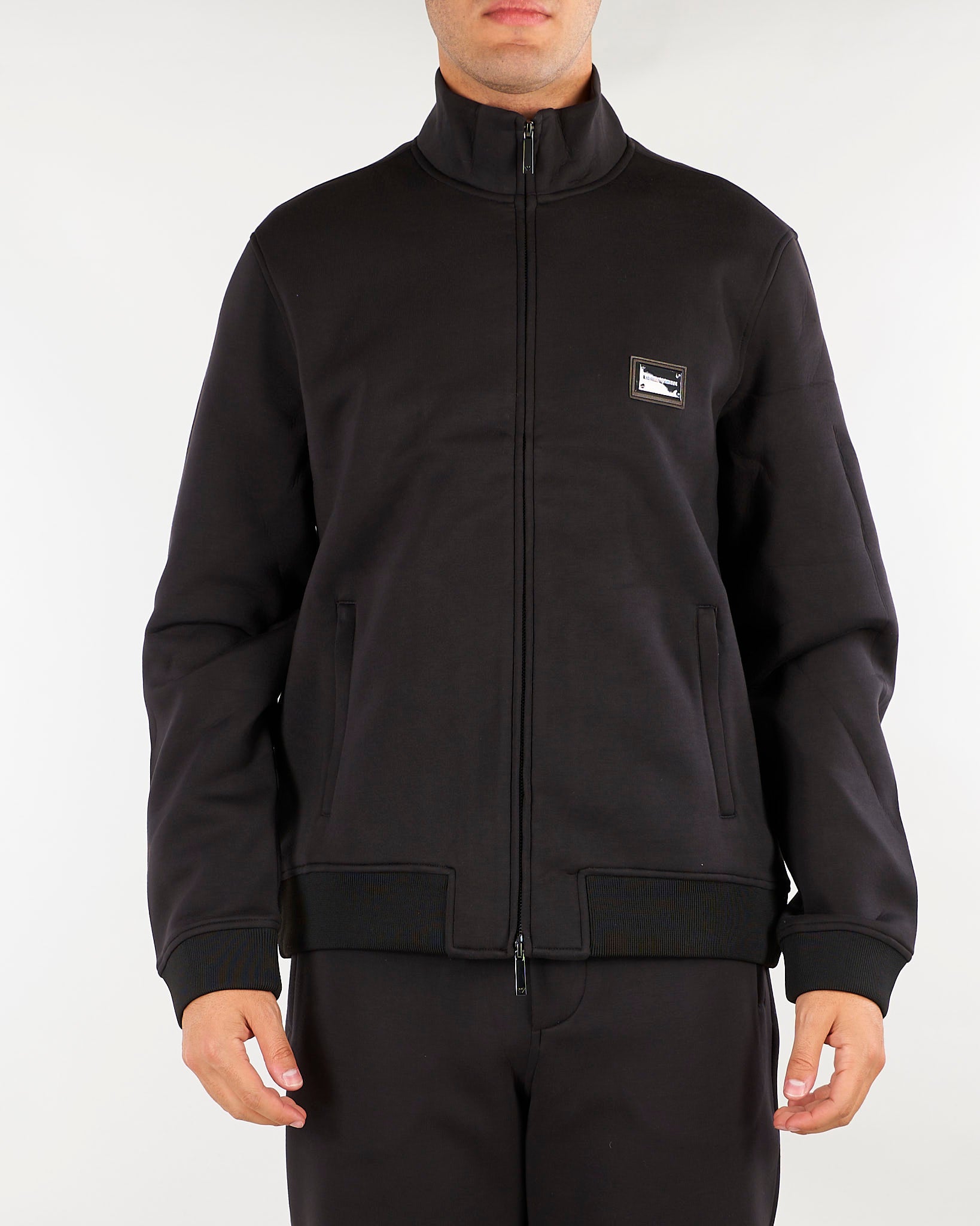 Felpa Nero Full zip in jersey modal con placca logo EM006821AF17545 UC001 EMPORIO ARMANI 