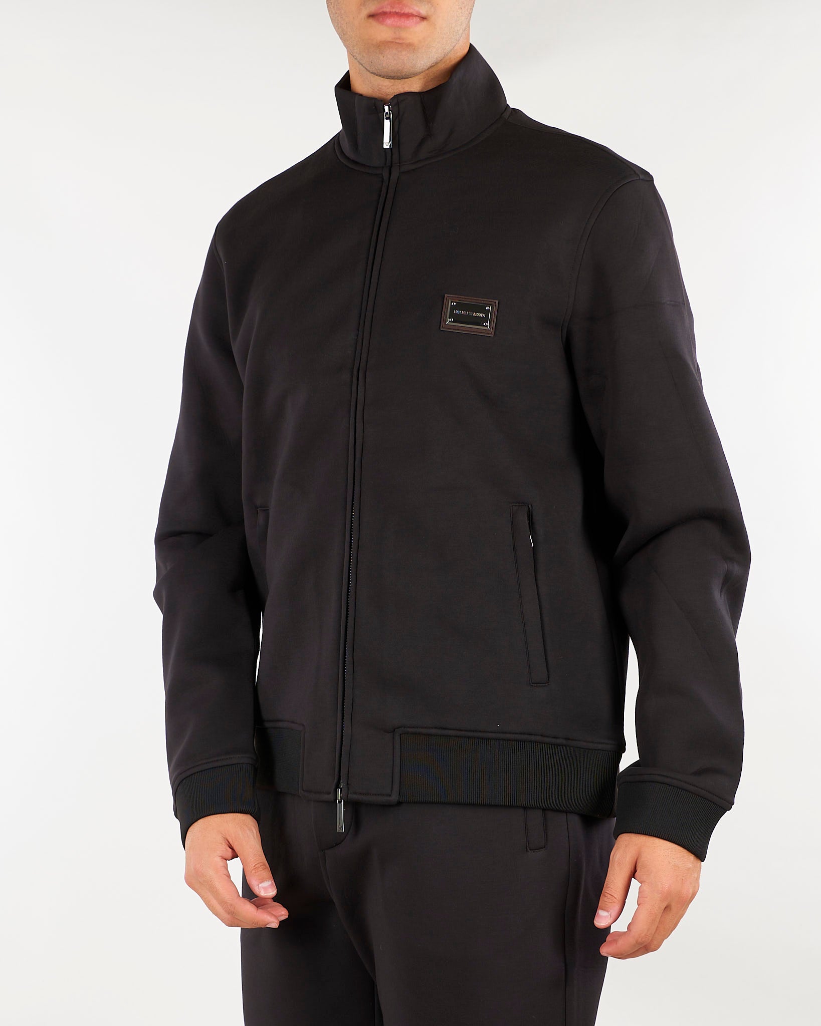 Felpa Nero Full zip in jersey modal con placca logo EM006821AF17545 UC001 EMPORIO ARMANI 