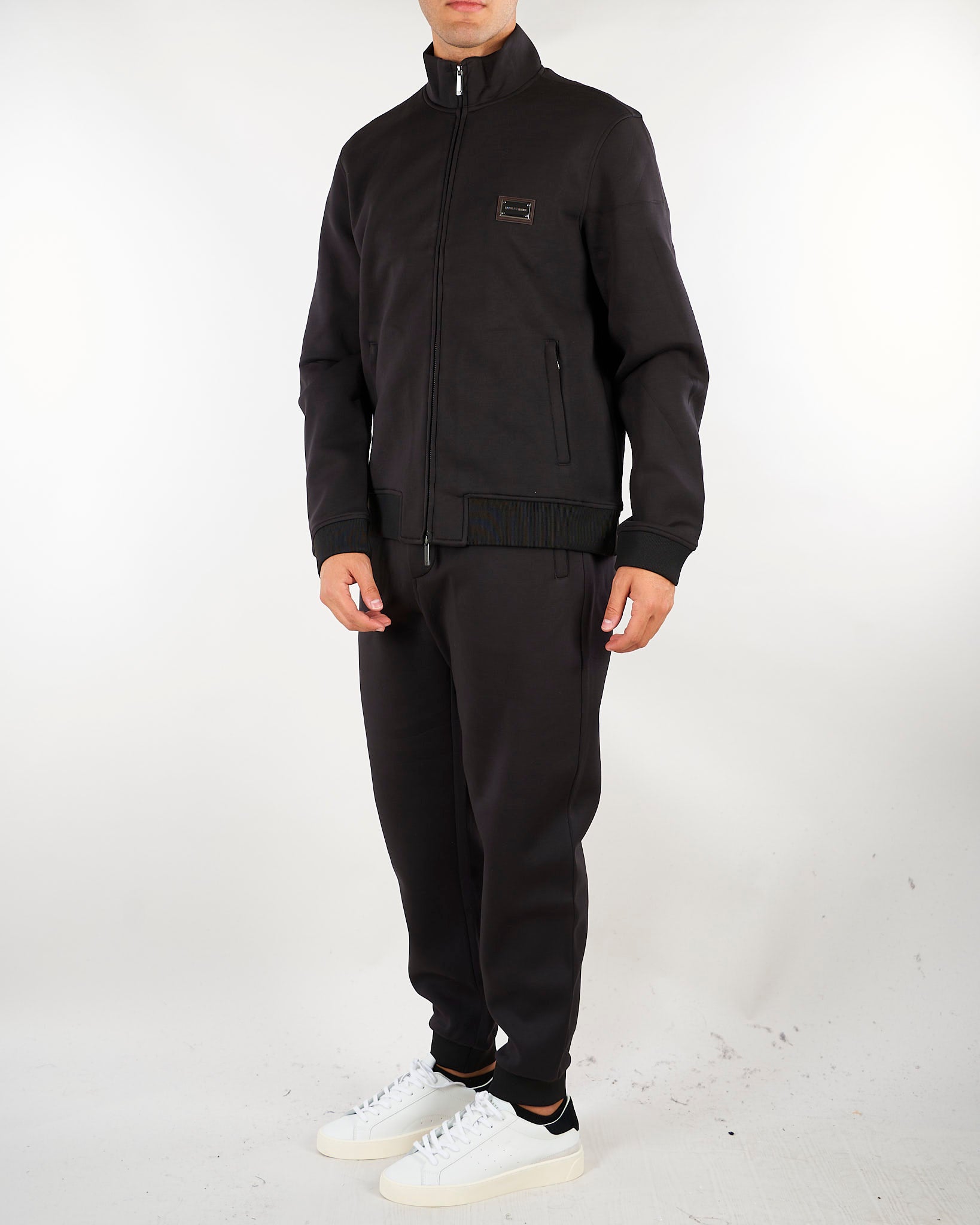 Felpa Nero Full zip in jersey modal con placca logo EM006821AF17545 UC001 EMPORIO ARMANI 