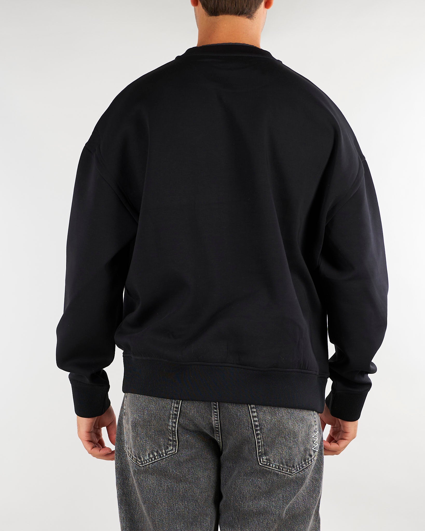 Felpa Nero in double jersery con ricamo logo EM006827AF10013 MC718 EMPORIO ARMANI 