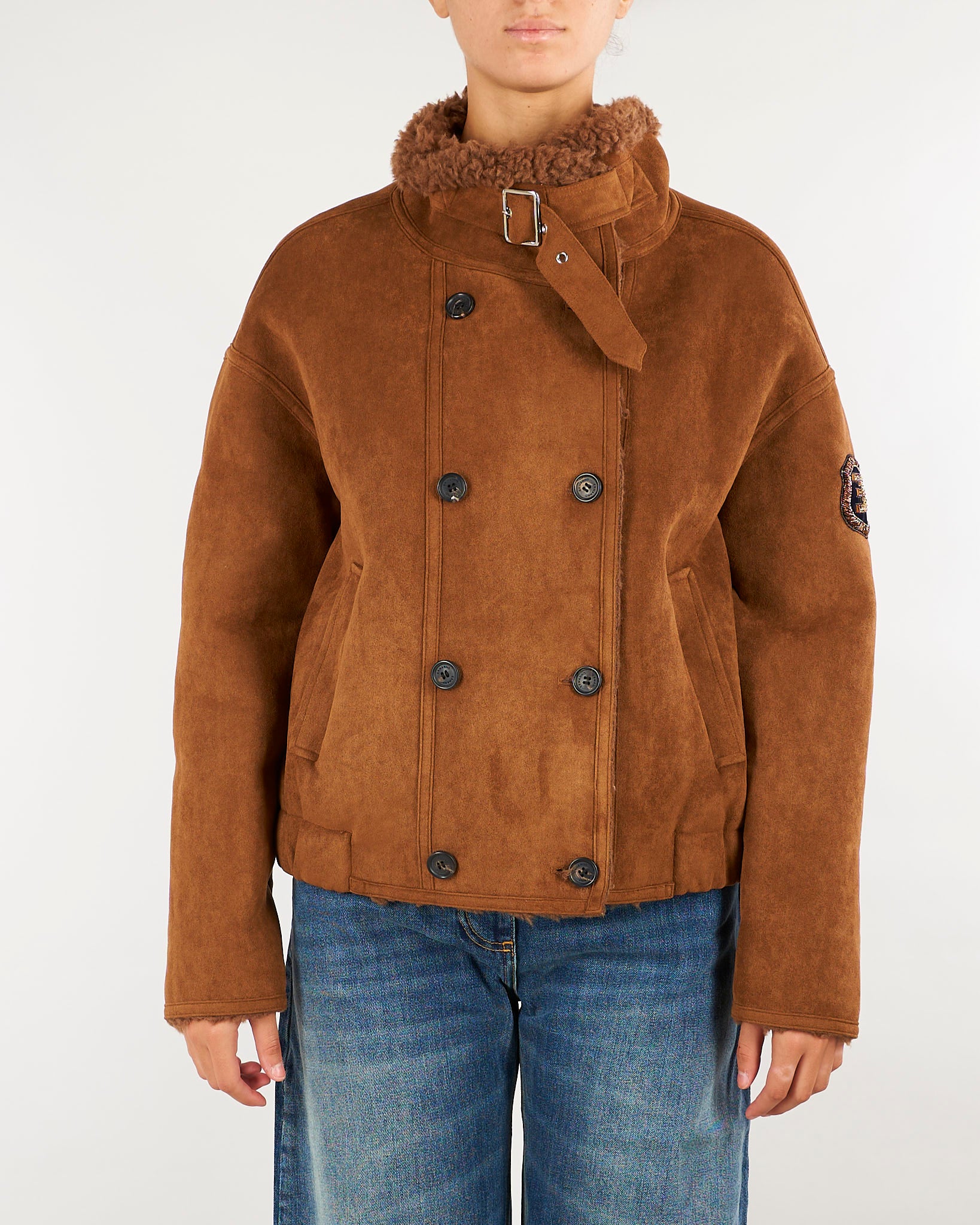 Giubbotto Cuoio in suede con interno effetto Shearling D49ED059E90 MFC22 ERMANNO BY ERMANNO SCERVINO 