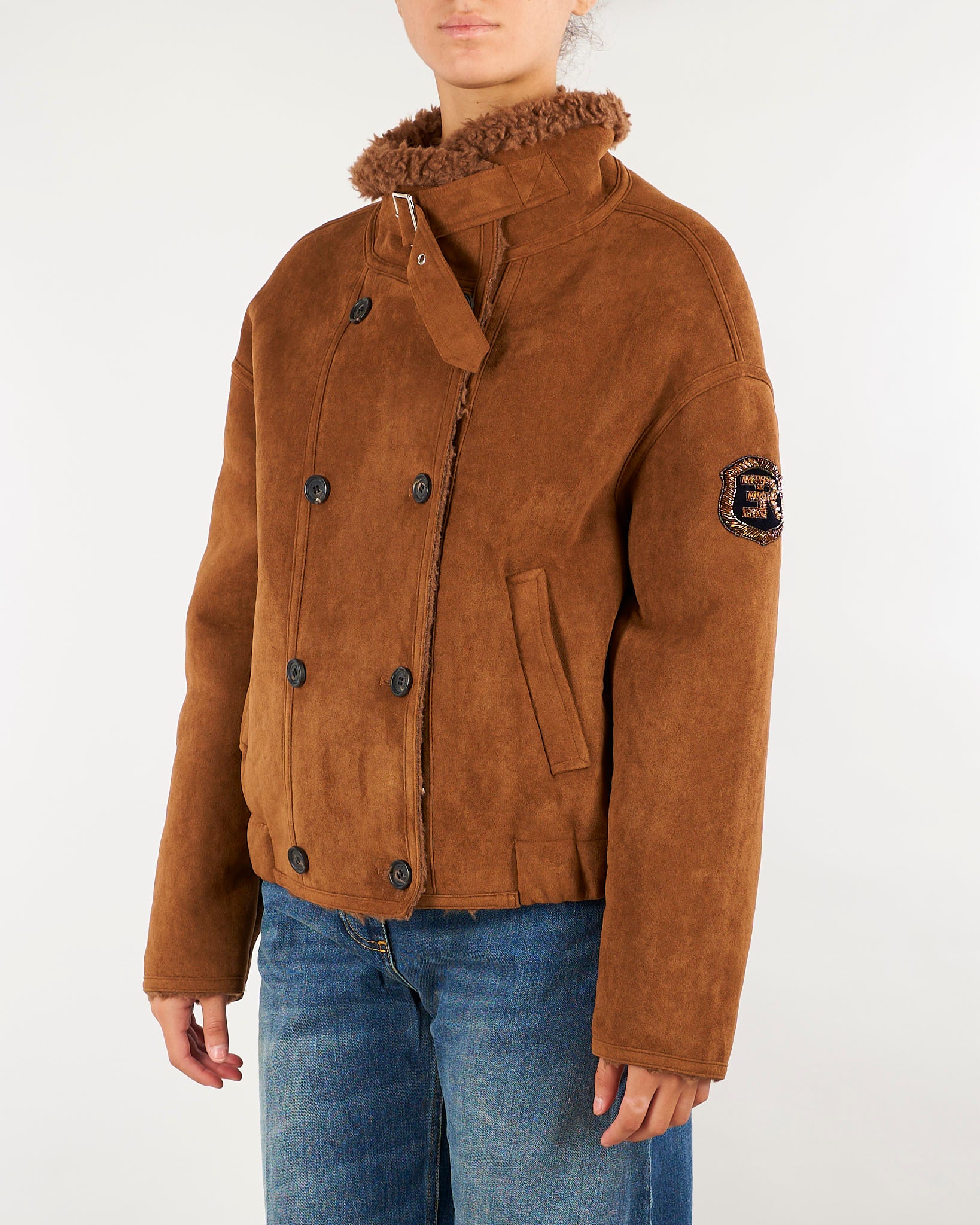 Giubbotto Cuoio in suede con interno effetto Shearling D49ED059E90 MFC22 ERMANNO BY ERMANNO SCERVINO 