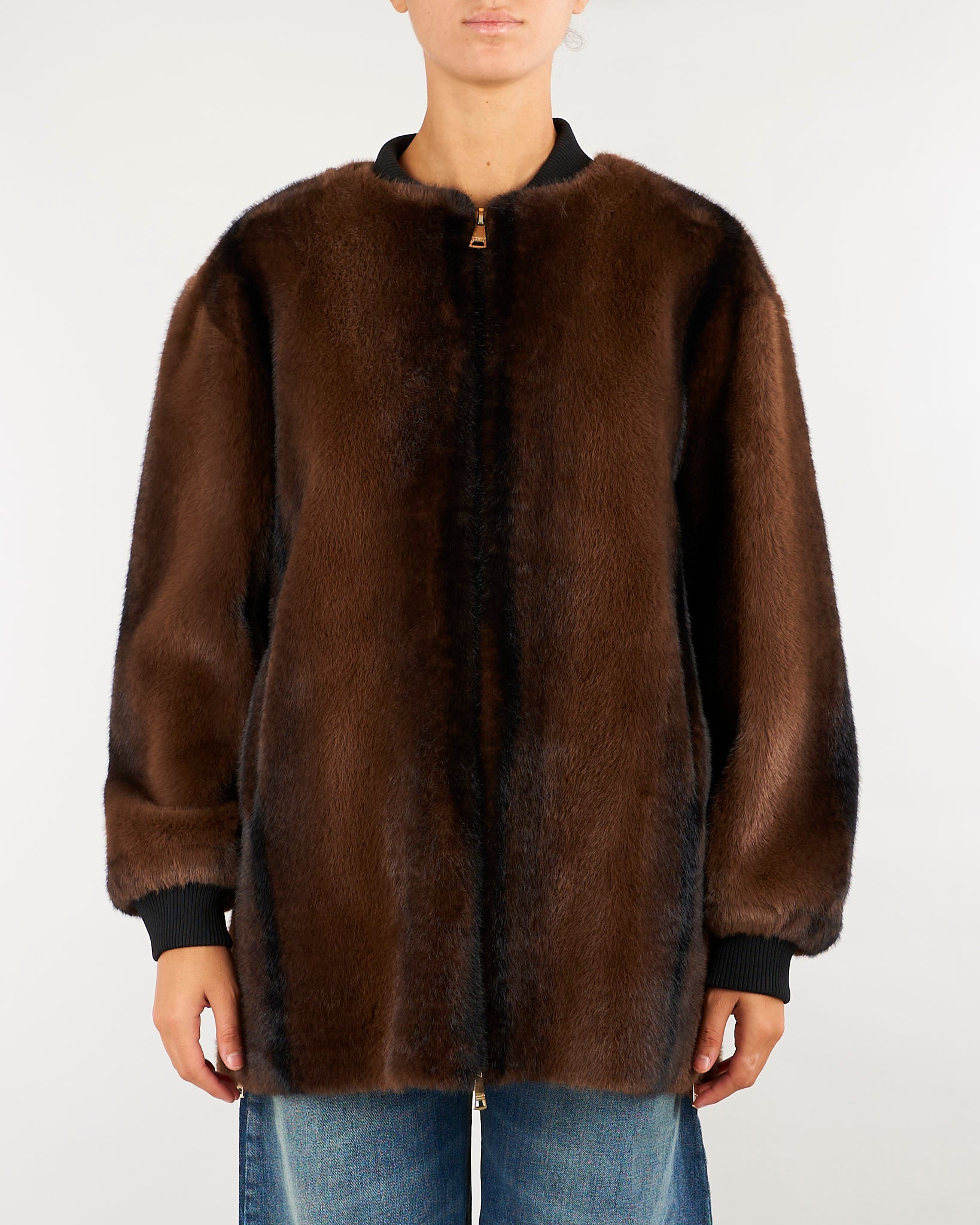 Eco Pelliccia Moro con chiusura zip D49ED064E95 MF938 ERMANNO BY ERMANNO SCERVINO 