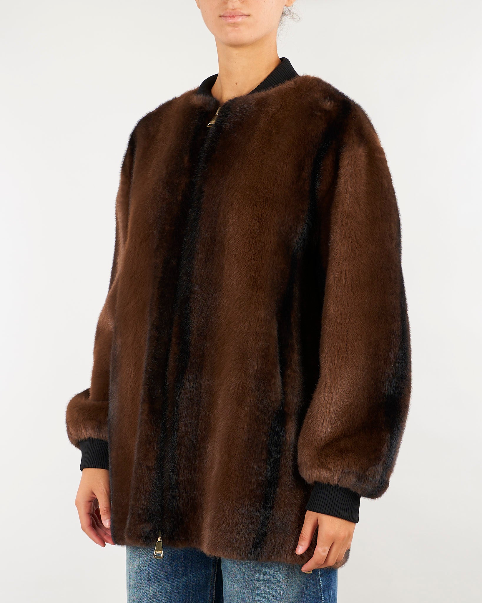 Eco Pelliccia Moro con chiusura zip D49ED064E95 MF938 ERMANNO BY ERMANNO SCERVINO 