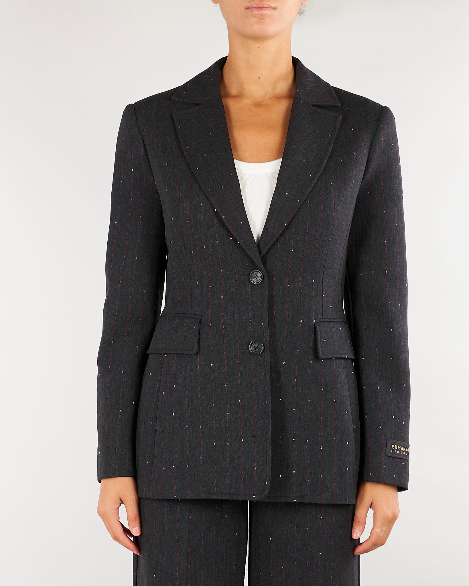 Blazer Antracite gessato con micro paillettes D49EI006ER3 MFB89 ERMANNO BY ERMANNO SCERVINO 