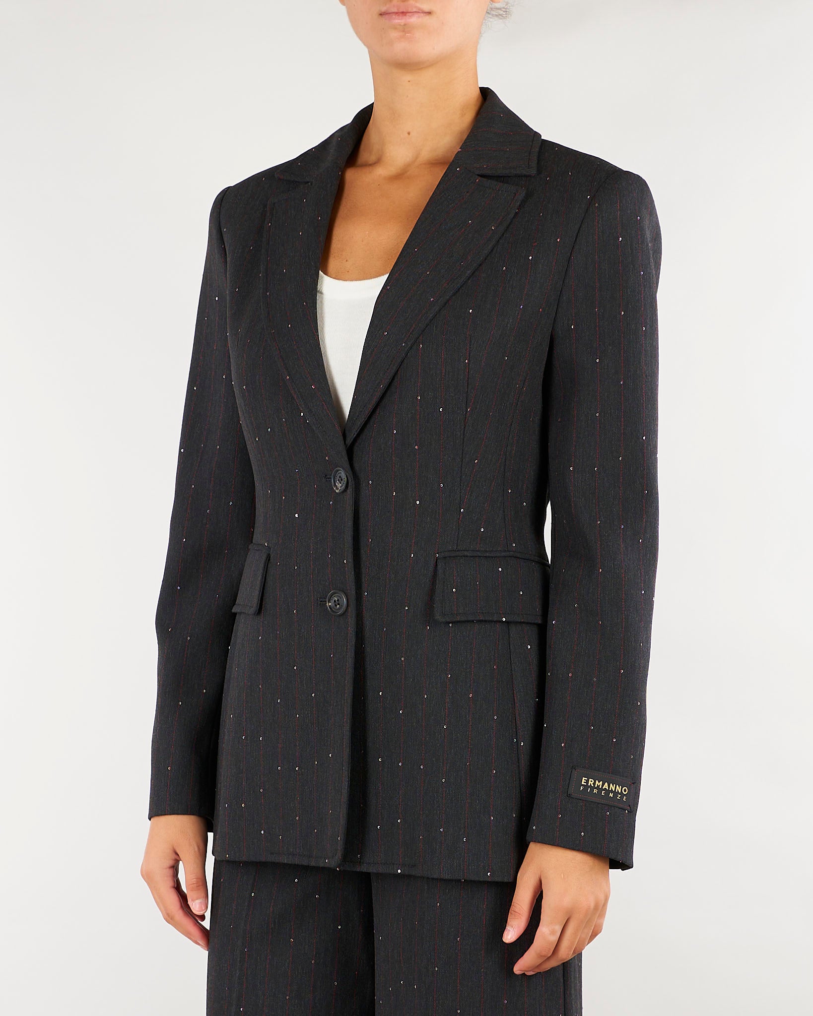 Blazer Antracite gessato con micro paillettes D49EI006ER3 MFB89 ERMANNO BY ERMANNO SCERVINO 