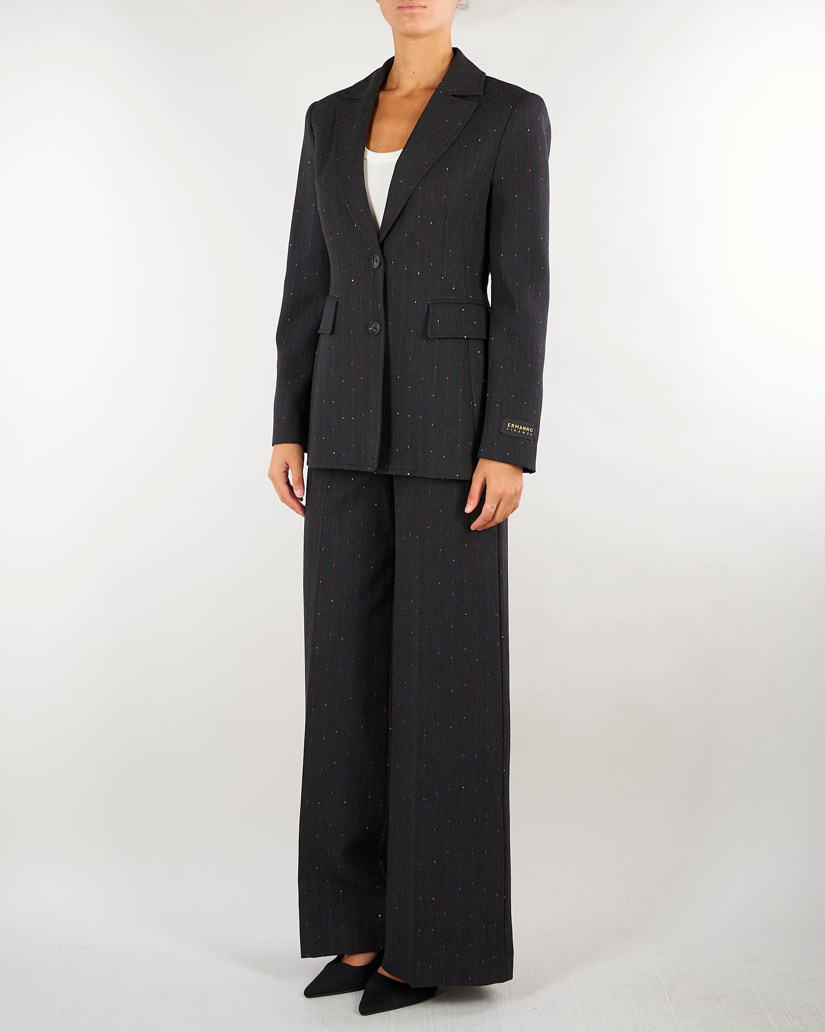 Blazer Antracite gessato con micro paillettes D49EI006ER3 MFB89 ERMANNO BY ERMANNO SCERVINO 
