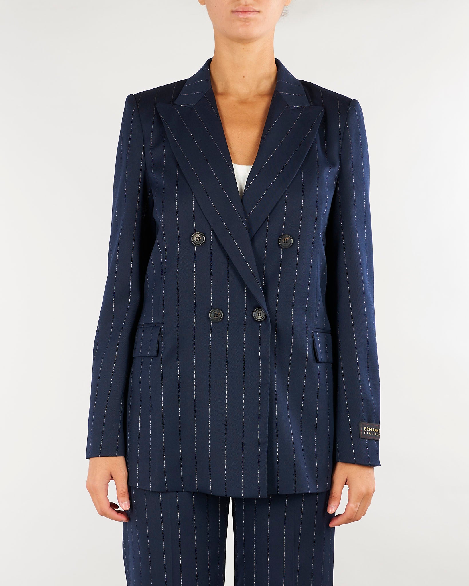 Blazer Blu doppiopetto gessato D49EI016E5D MFC14 ERMANNO BY ERMANNO SCERVINO 