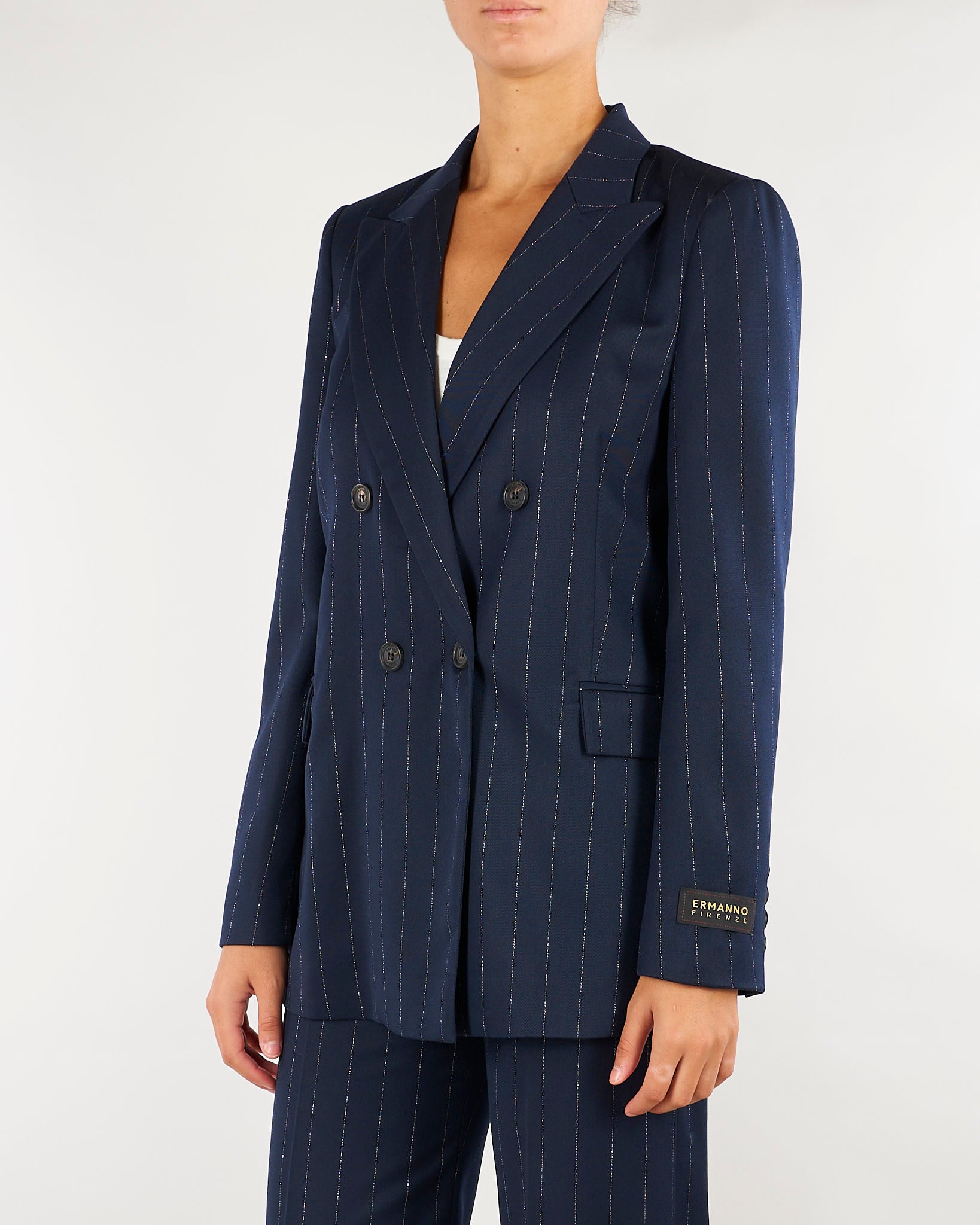 Blazer Blu doppiopetto gessato D49EI016E5D MFC14 ERMANNO BY ERMANNO SCERVINO 