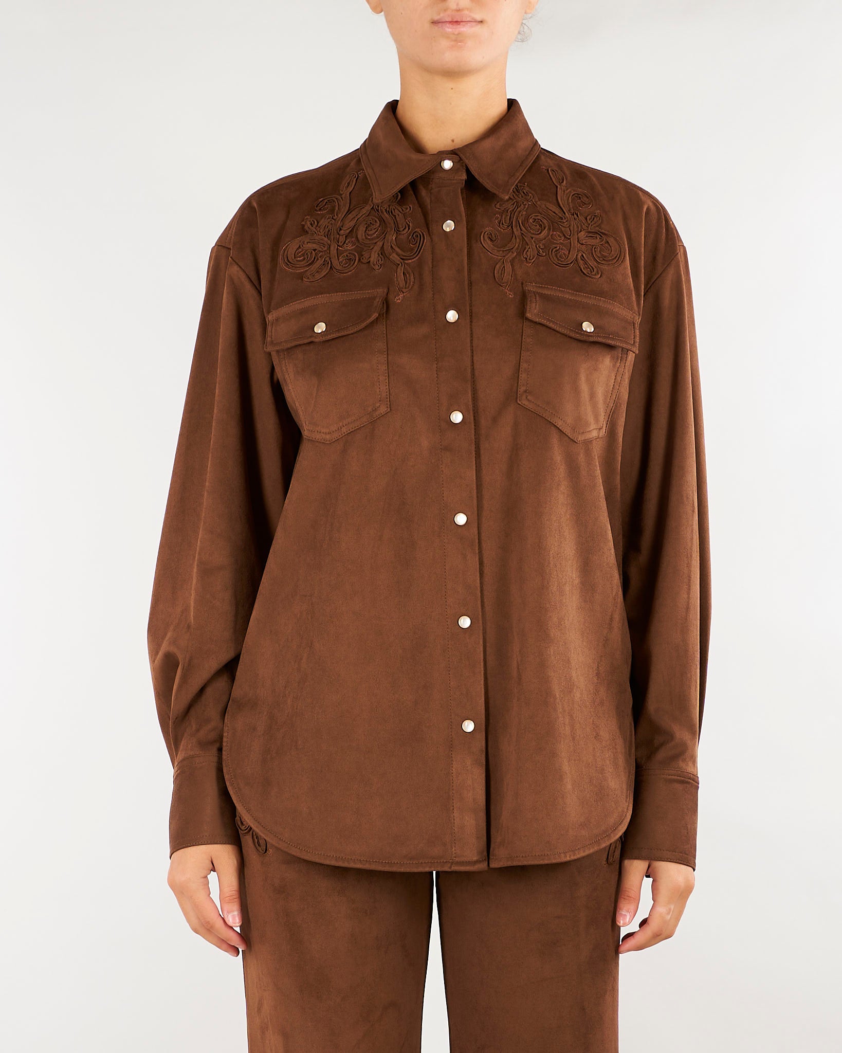 Camicia Cuoio in suede con ricami D49EK016E94 MFB76 ERMANNO BY ERMANNO SCERVINO 