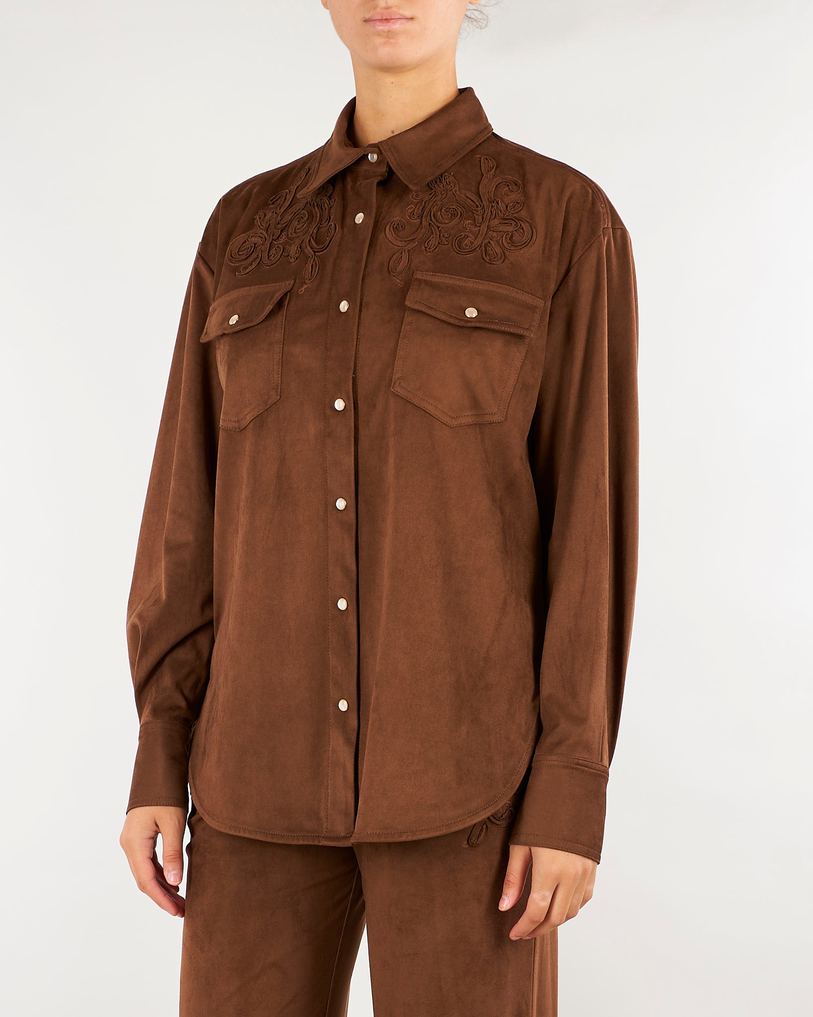 Camicia Cuoio in suede con ricami D49EK016E94 MFB76 ERMANNO BY ERMANNO SCERVINO 