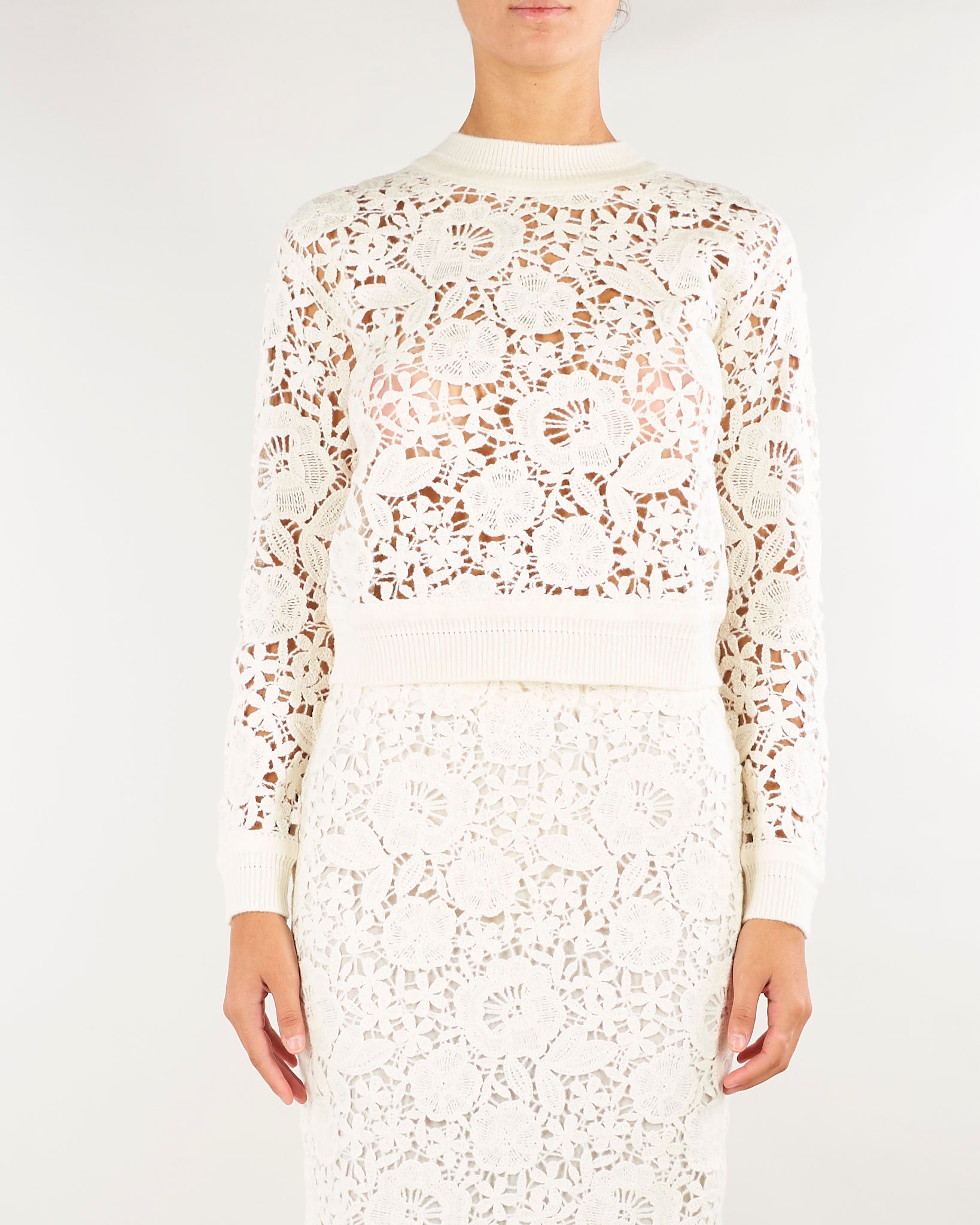 Maglia Panna in pizzo crochet D49EM051E58 MF333 ERMANNO BY ERMANNO SCERVINO 