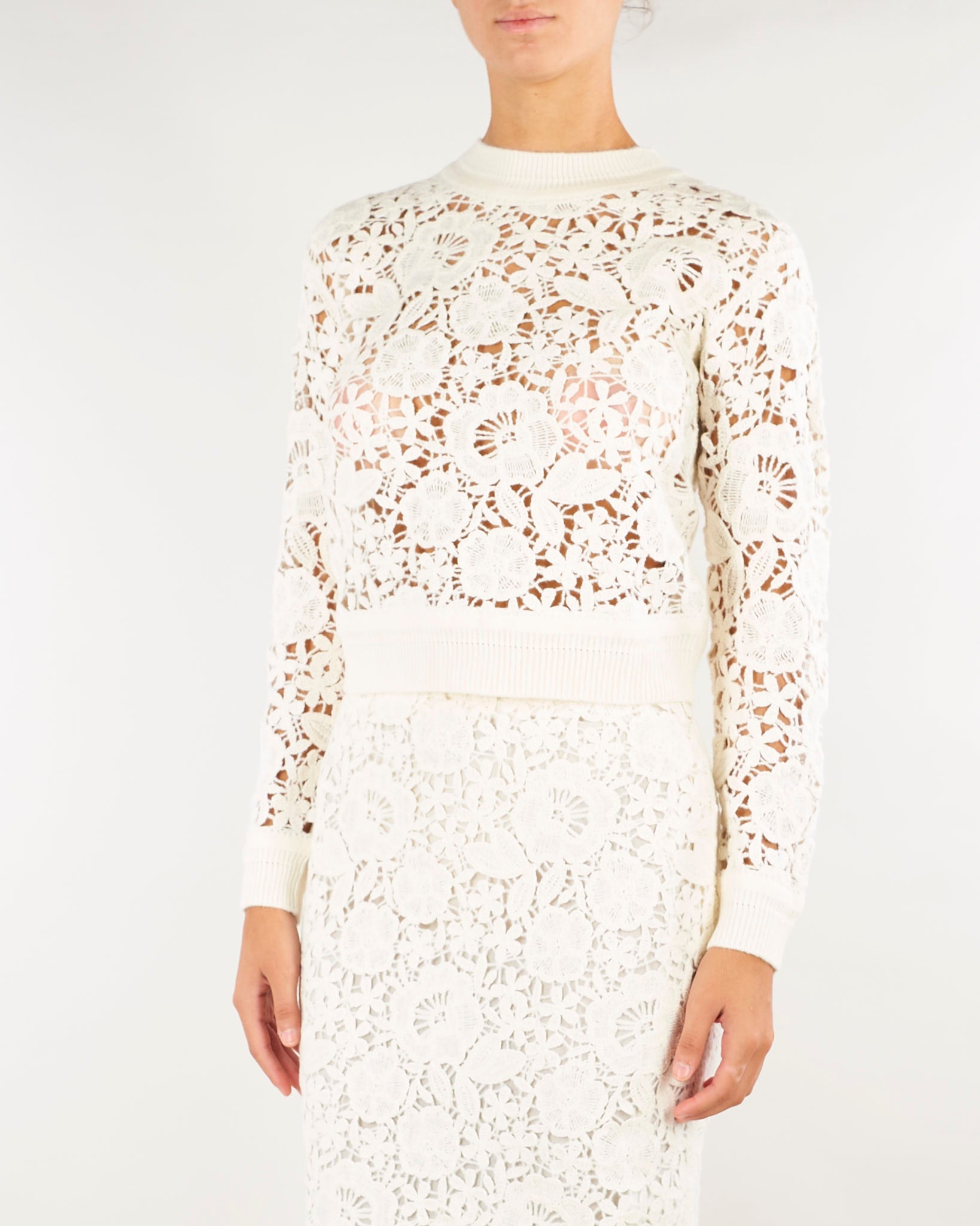Maglia Panna in pizzo crochet D49EM051E58 MF333 ERMANNO BY ERMANNO SCERVINO 