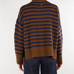 Maglia Marrone-Blu a righe in pura lana e cashmere con ricami D49EM052E59 MFB87 ERMANNO BY ERMANNO SCERVINO 