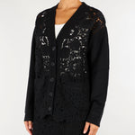 Cardigan Nero in lana con pizzo crochet D49EN011E58 MF099 ERMANNO BY ERMANNO SCERVINO 