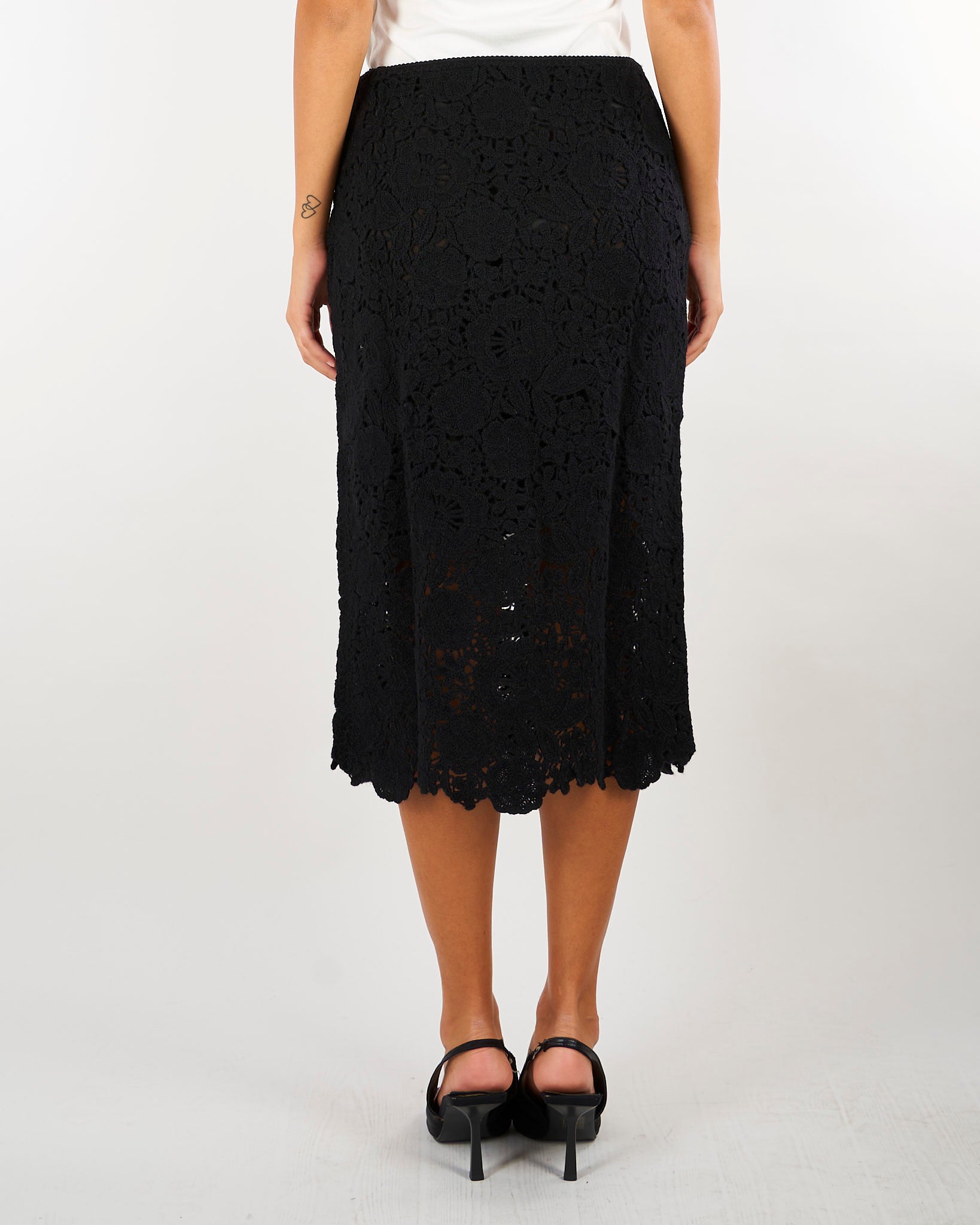Gonna Nero midi in pizzo crochet D49EO028E58 MF099 ERMANNO BY ERMANNO SCERVINO 