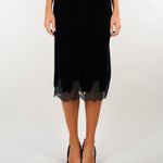 Gonna Nera midi in velluto con inserti in pizzo D49EO043E4E MF099 ERMANNO BY ERMANNO SCERVINO 