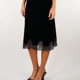 Gonna Nera midi in velluto con inserti in pizzo D49EO043E4E MF099 ERMANNO BY ERMANNO SCERVINO 
