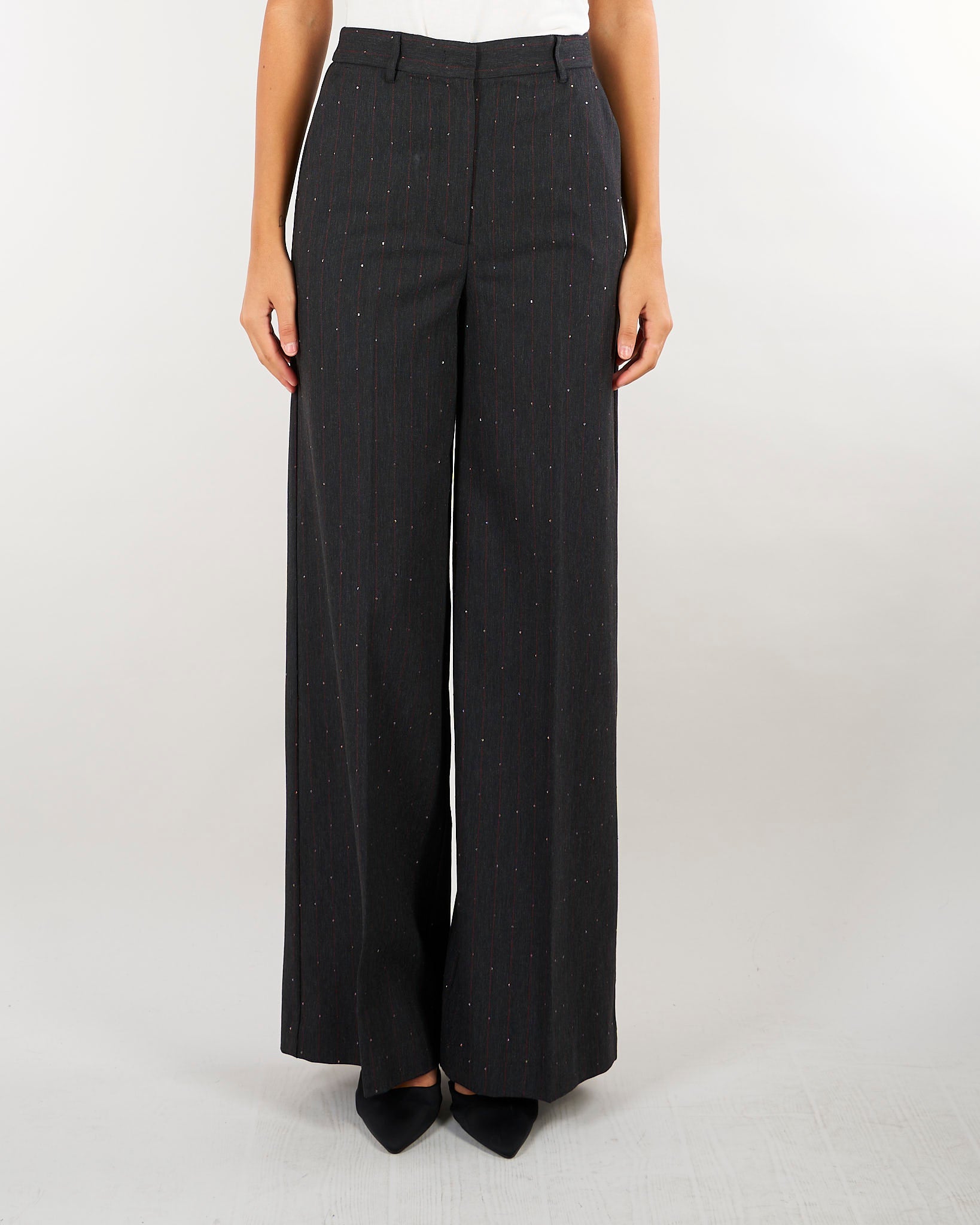 Pantaloni sartoriali Antracite gessati con micro paillettes D49EP028ER3 MFB89 ERMANNO BY ERMANNO SCERVINO 