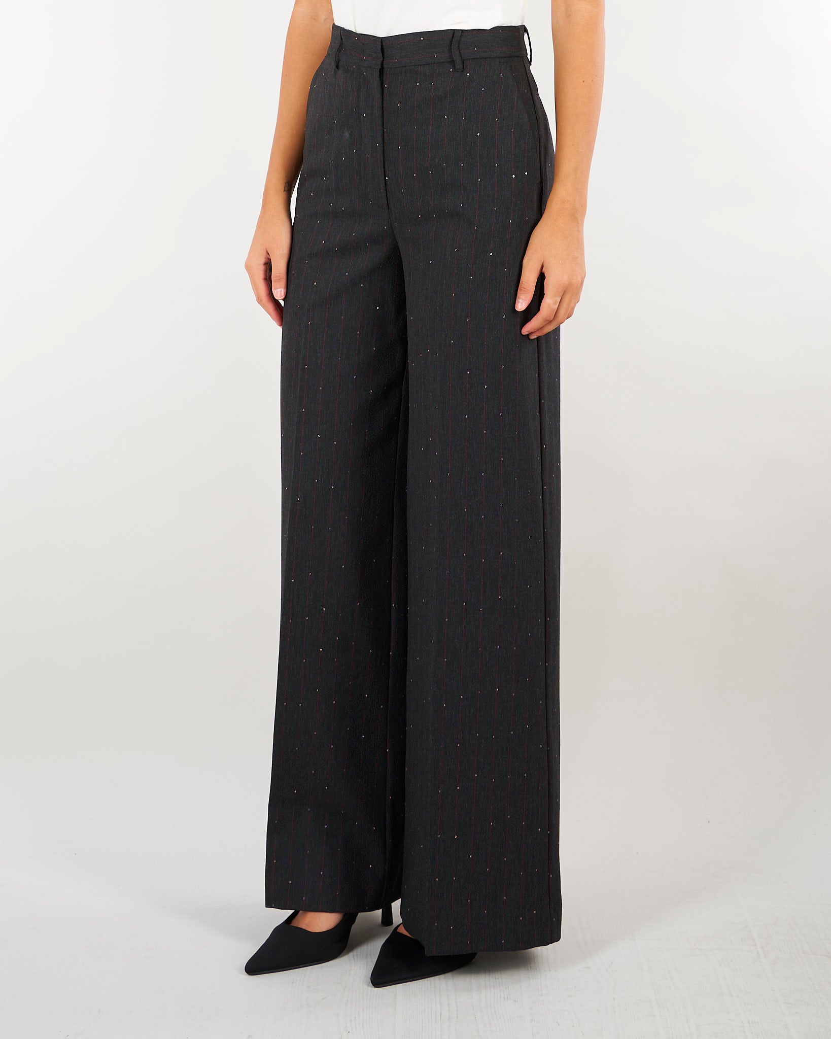 Pantaloni sartoriali Antracite gessati con micro paillettes D49EP028ER3 MFB89 ERMANNO BY ERMANNO SCERVINO 
