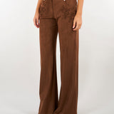 Pantaloni Cuoio in suede con ricami D49EP045E94 MFB76 ERMANNO BY ERMANNO SCERVINO 