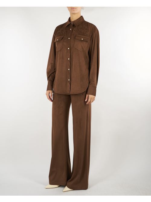 Pantaloni Cuoio in suede con ricami D49EP045E94 MFB76 ERMANNO BY ERMANNO SCERVINO 