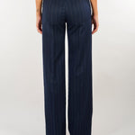 Pantalone Blu gessato wide leg D49EP073E5D MFC14 ERMANNO BY ERMANNO SCERVINO 