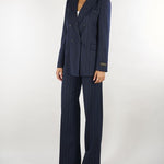 Pantalone Blu gessato wide leg D49EP073E5D MFC14 ERMANNO BY ERMANNO SCERVINO 