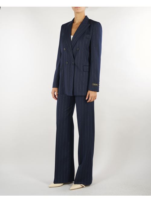 Pantalone Blu gessato wide leg D49EP073E5D MFC14 ERMANNO BY ERMANNO SCERVINO 