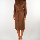 Abito chemisier Cuoio in suede con ricami D49EQ013E94 MFB76 ERMANNO BY ERMANNO SCERVINO 