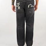 Jeans Nero con stampa gabbiano e rotture 2EAEJM6JE6011RXDN BLDD EVISU 