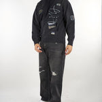 Jeans Nero con stampa gabbiano e rotture 2EAEJM6JE6011RXDN BLDD EVISU 