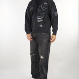 Jeans Nero con stampa gabbiano e rotture 2EAEJM6JE6011RXDN BLDD EVISU 