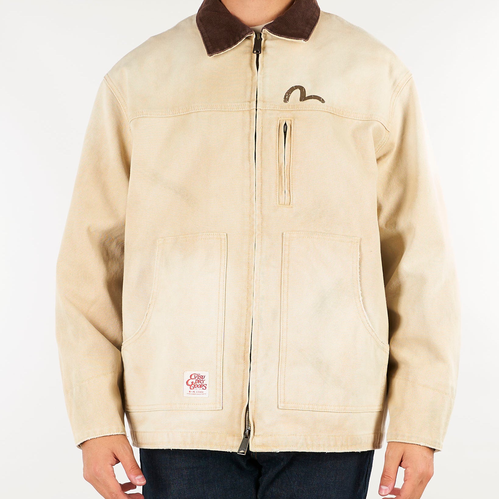 Giacca Beige da lavoro vintage in tela con tasche multiple Seagull 2EAEJM6JK6022LFCT BEGX EVISU 