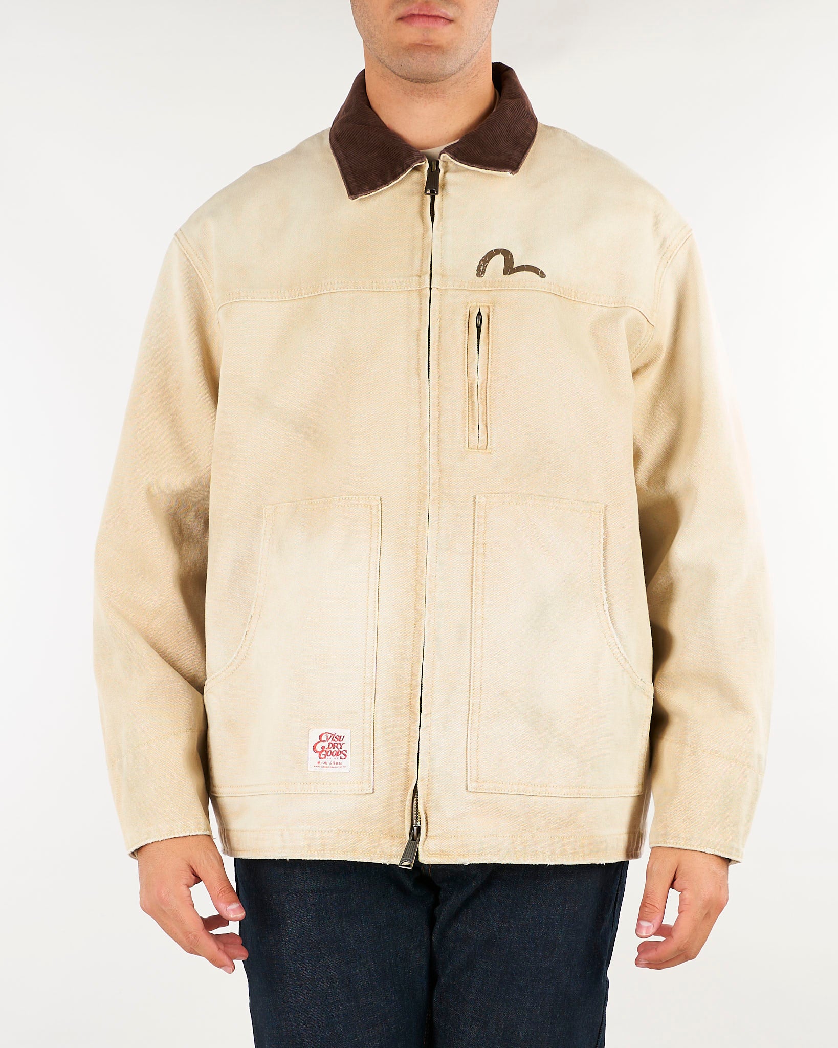 Giacca Beige da lavoro vintage in tela con tasche multiple Seagull 2EAEJM6JK6022LFCT BEGX EVISU 