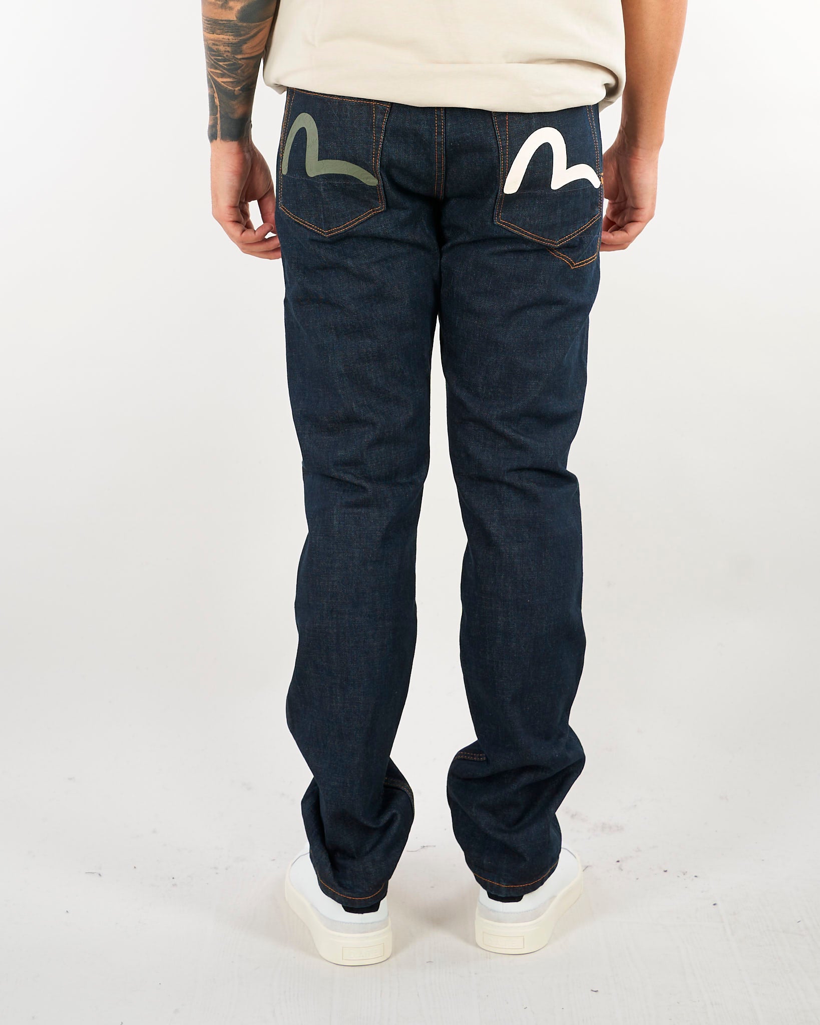 Jeans con orlo a vista e tasche, stampa gabbiani grigi e bianchi #2017 2EAHTM6JE100117DN INDX EVISU 