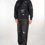 Felpa Nero con cappuccio e stemmi ricamati "Fortuna" 2EAHTM6SW1070RXCT BLKX EVISU 