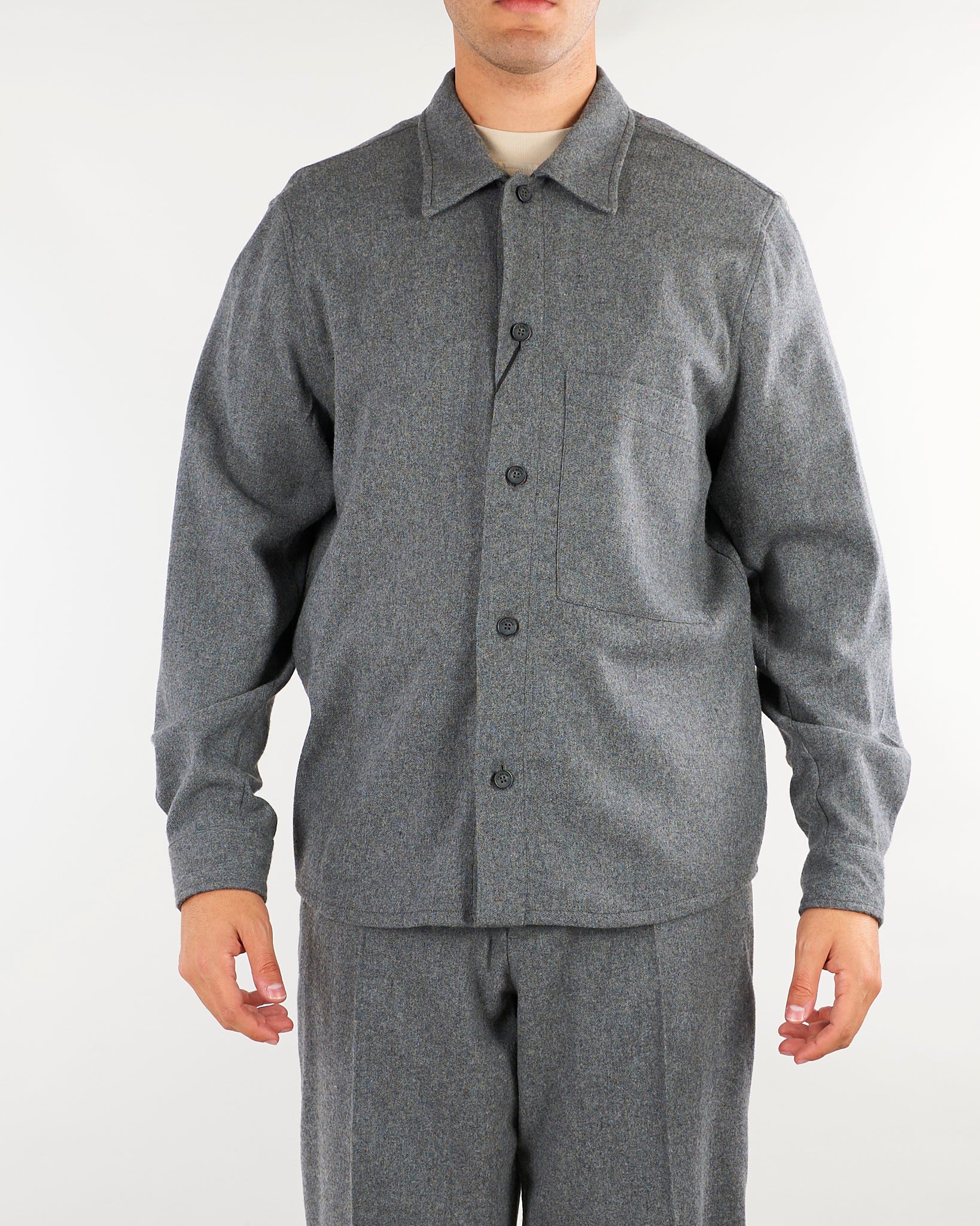Overshirt Grigio in flanella di lana CA3829 8 I'M BRIAN 
