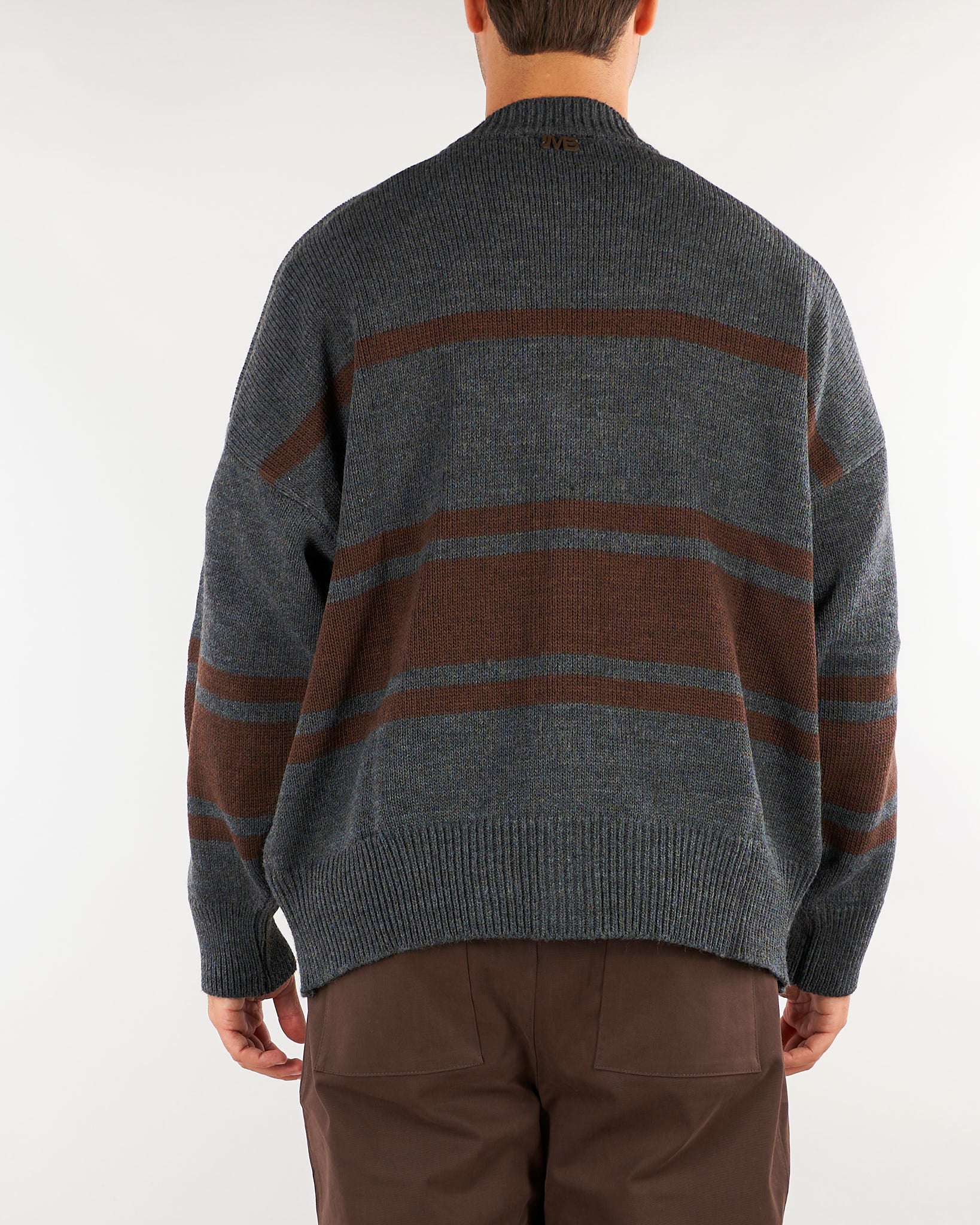 Cardigan Grigio a fasce Relaxed fit MA3808 8 I'M BRIAN 