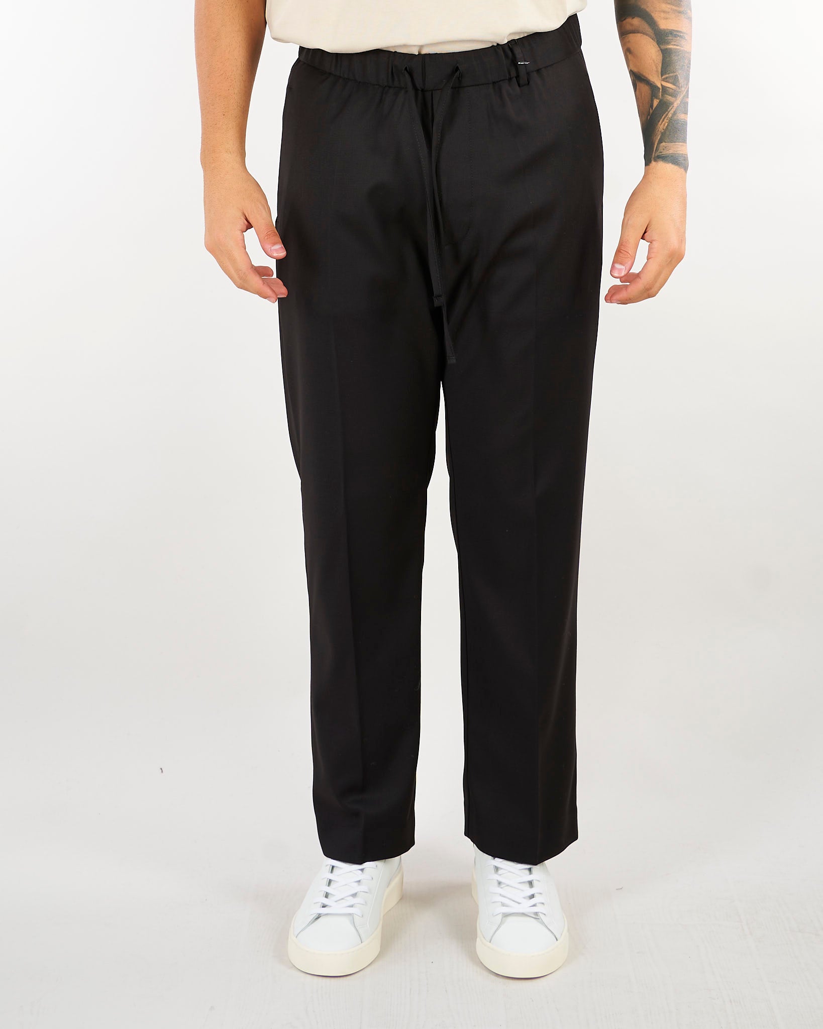 Pantalone Nero con elastico in vita e gamba ampia PA3888 9 I'M BRIAN 