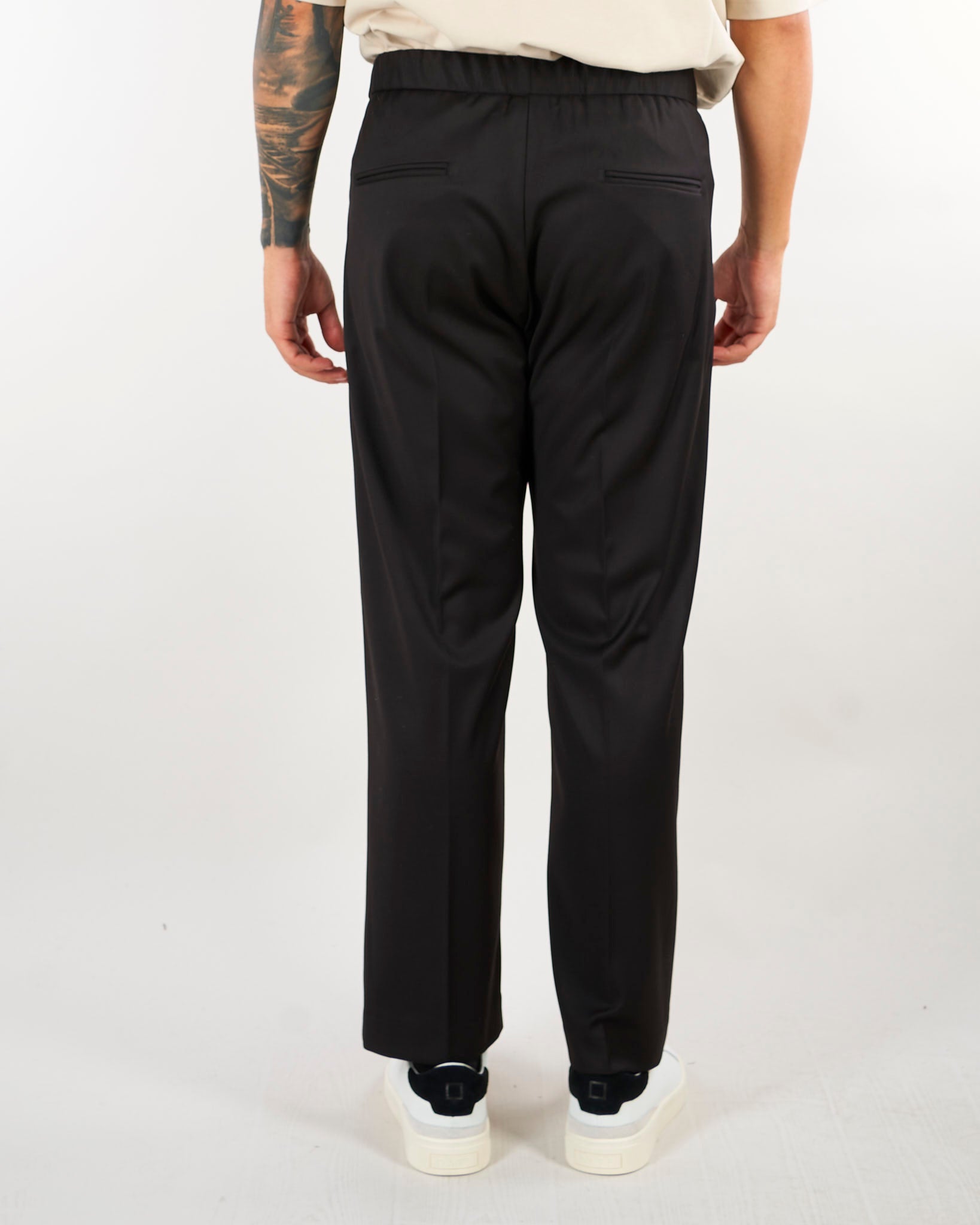 Pantalone Nero con elastico in vita e gamba ampia PA3888 9 I'M BRIAN 