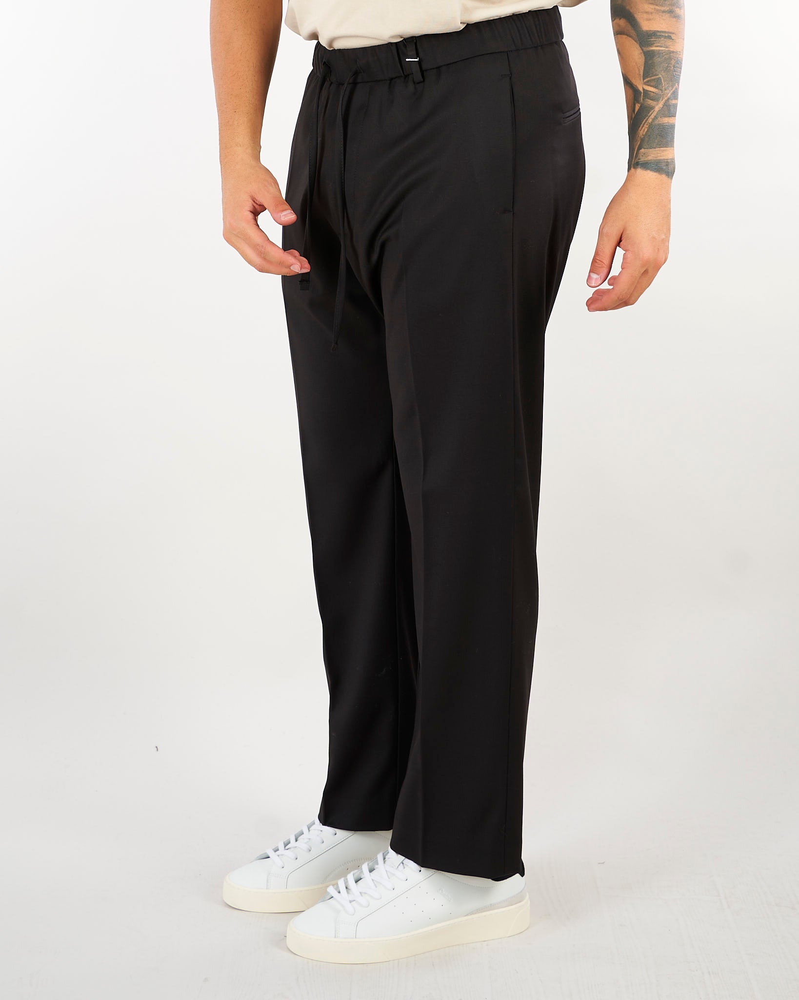 Pantalone Nero con elastico in vita e gamba ampia PA3888 9 I'M BRIAN 