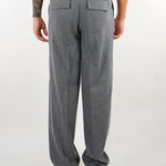 Pantalone Grigio in flanella di lana wide leg PA3895 8 I'M BRIAN 