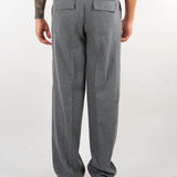 Pantalone Grigio in flanella di lana wide leg PA3895 8 I'M BRIAN 