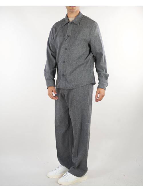 Pantalone Grigio in flanella di lana wide leg PA3895 8 I'M BRIAN 