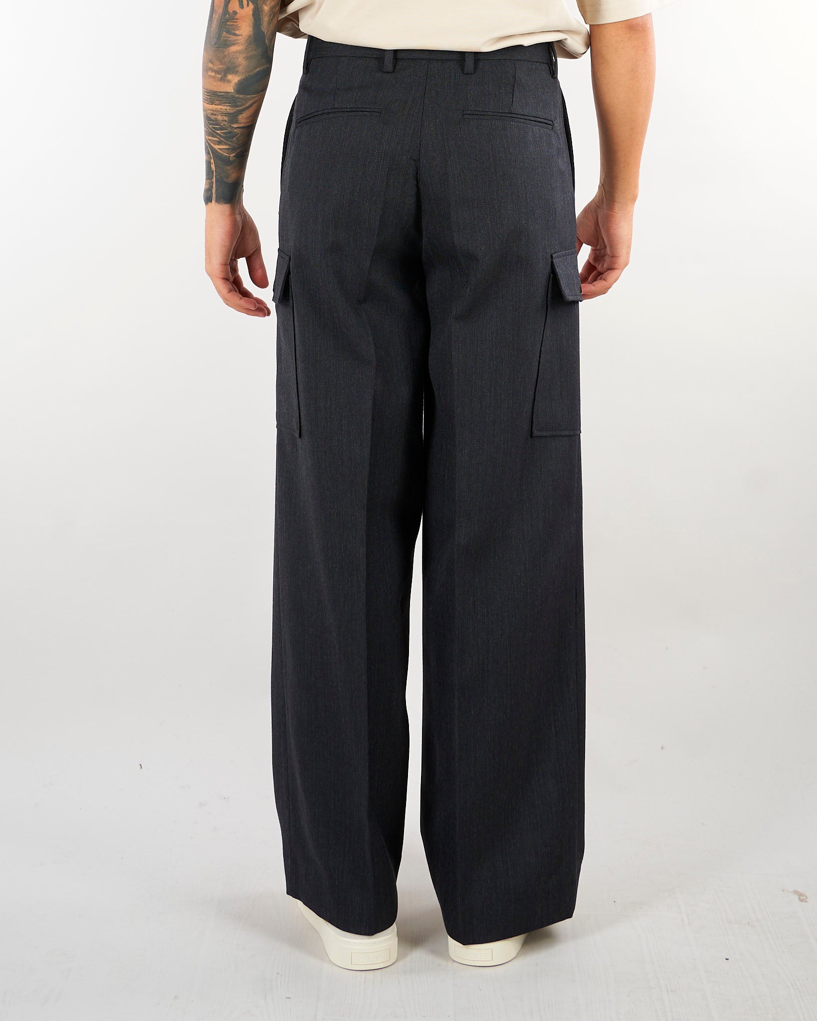 Pantalone Antracite in lana vergine wide leg PA3900 8 I'M BRIAN 