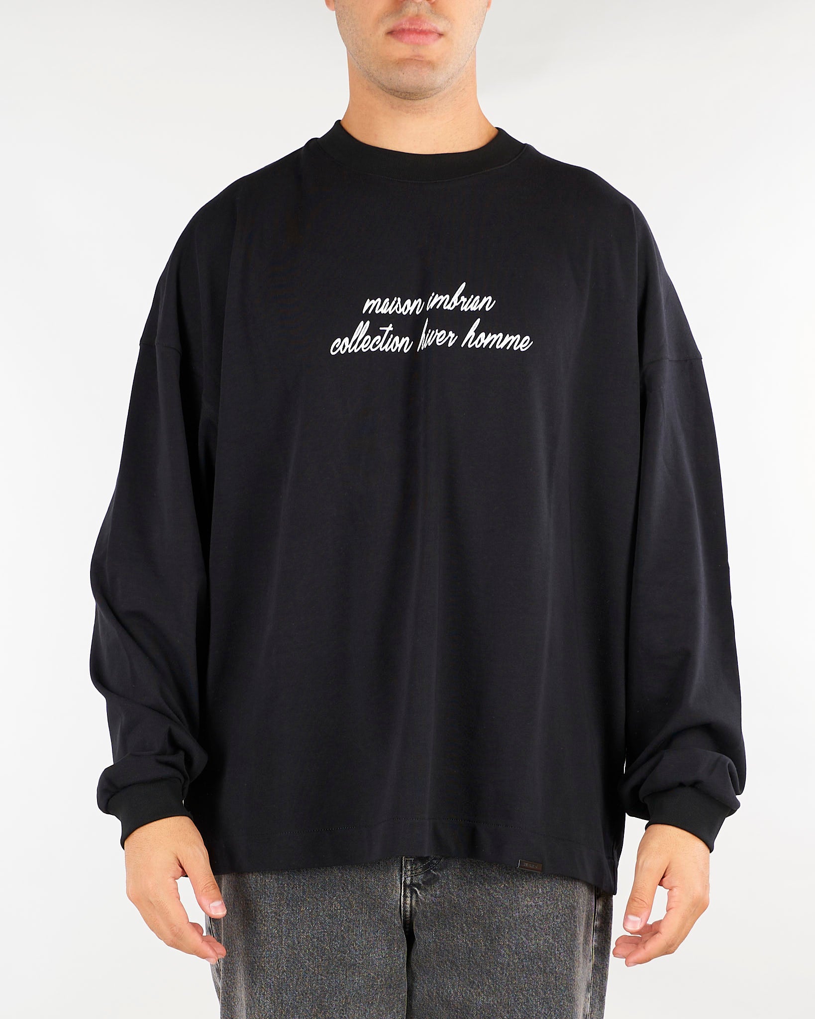 T-shirt Nero long sleeves con stampa TS3937 99 I'M BRIAN 