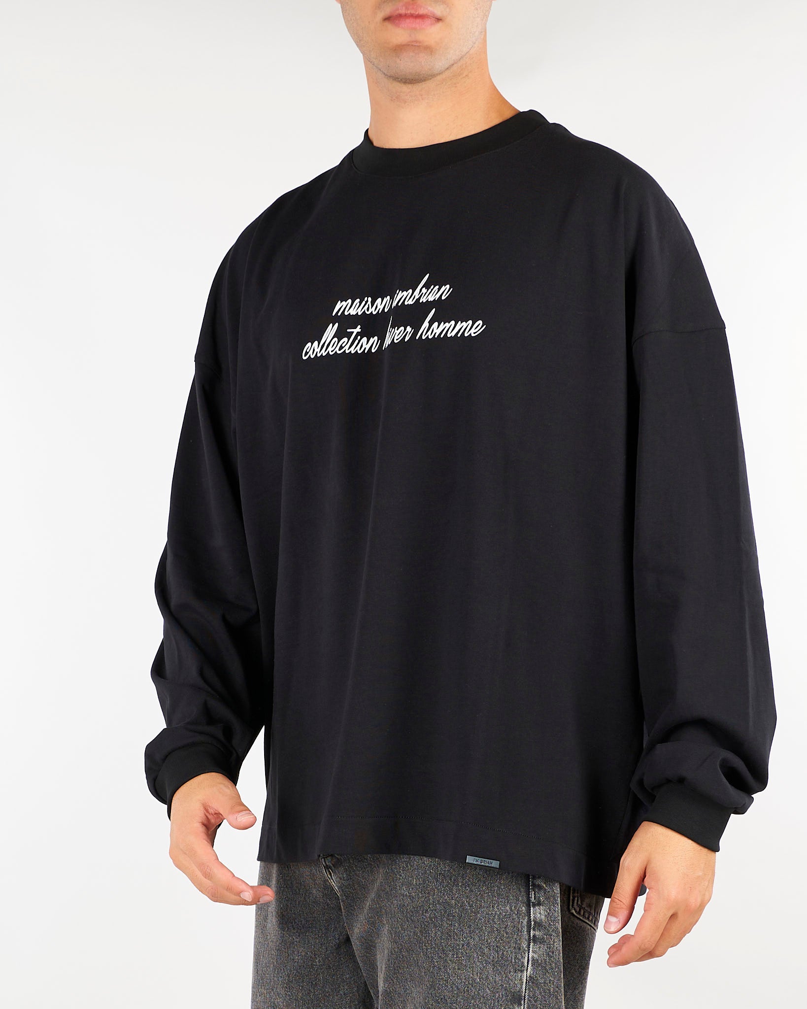 T-shirt Nero long sleeves con stampa TS3937 99 I'M BRIAN 