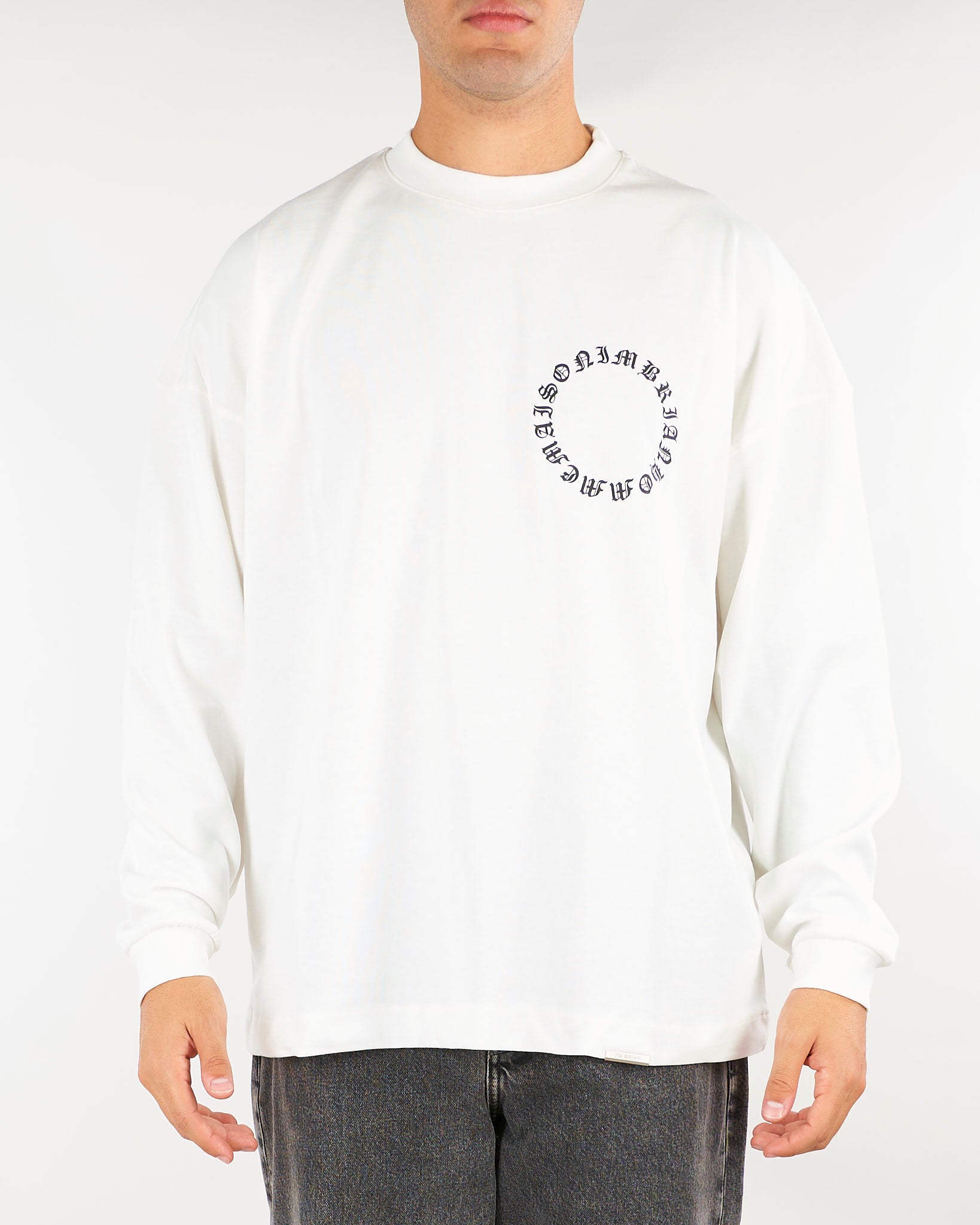 T-shirt Bianco long sleeves con stampa TS3938 1 I'M BRIAN 